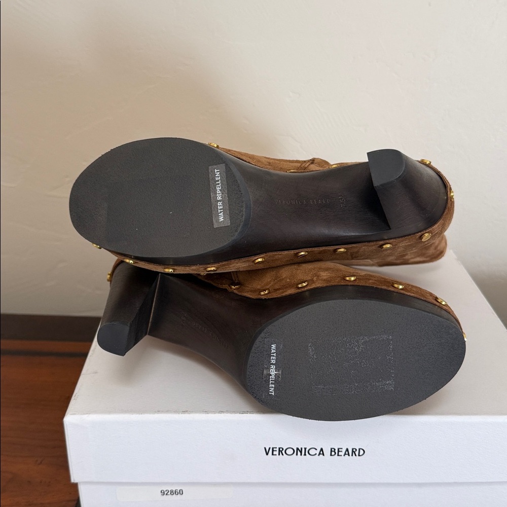 Veronica Beard New In Box Gavi Hazelwood suede boots. 3-1/2” heel 1 “ platform - Picture 3 of 9